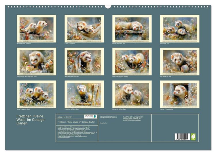 Produktbild: Frettchen. Kleine Wusel im Cottage-Garten (Wandkalender 2027 DIN A2 quer), CALVENDO Monatskalender