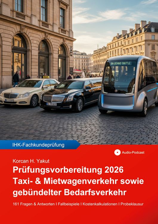 Produktbild: Pr&uuml;fungsvorbereitung 2026 f&uuml;r Taxi- & Mietwagenverkehr sowie geb&uuml;ndelter Bedarfsverkehr