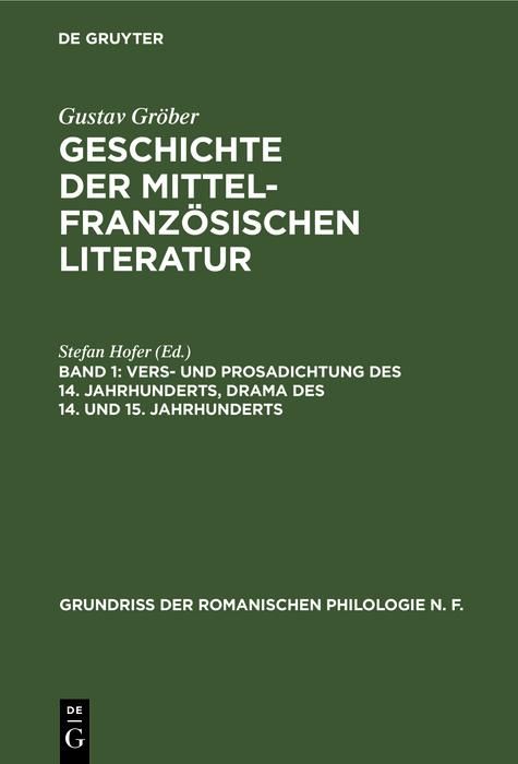 Produktbild: Vers- und Prosadichtung des 14. Jahrhunderts, Drama des 14. und 15. Jahrhunderts