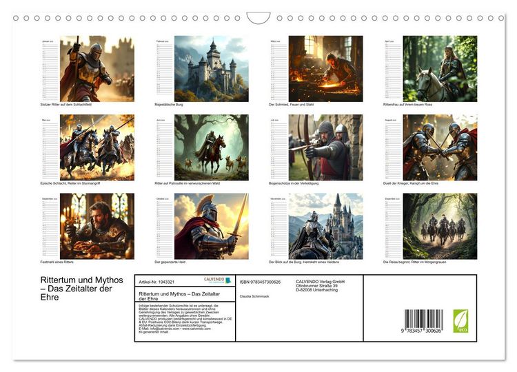 Produktbild: Rittertum und Mythos &ndash; Das Zeitalter der Ehre (Wandkalender 2026 DIN A3 quer), CALVENDO Monatskalender