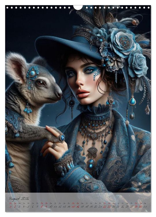 Produktbild: Eleganz der Exotik - Femme Fatale im Boh&egrave;me-Chic mit tierischen Begleitern (Wandkalender 2026 DIN A3 hoch), CALVENDO Monatskalender