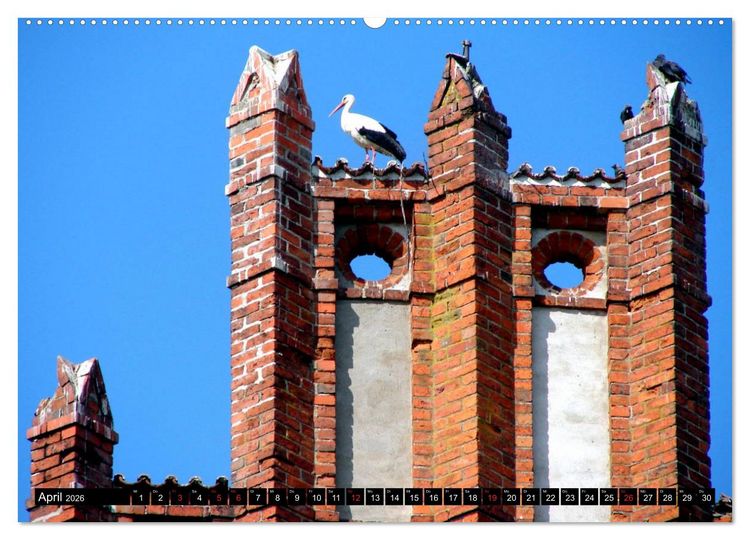Produktbild: Im Paradies der St&ouml;rche - Dorfkirchen als Storchkirchen in Ostpreu&szlig;en (hochwertiger Premium Wandkalender 2026 DIN A2 quer), Kunstdruck in Hochglanz