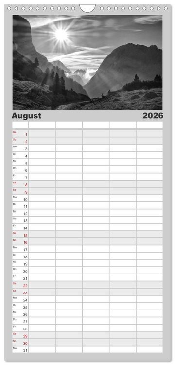 Produktbild: Familienplaner 2026 - Bergsucht 2026 mit 5 Spalten (Wandkalender, 21 x 45 cm) CALVENDO