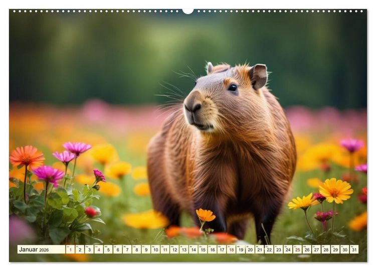 Produktbild: Capybaras - Wasserschweine die Herren der Gr&auml;ser (Wandkalender 2026 DIN A2 quer), CALVENDO Monatskalender