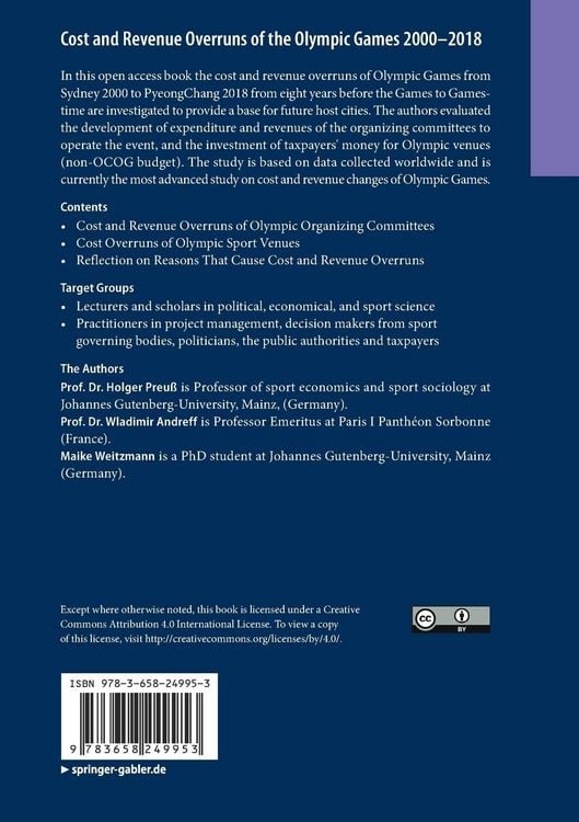 Produktbild: Cost and Revenue Overruns of the Olympic Games 2000&ndash;2018