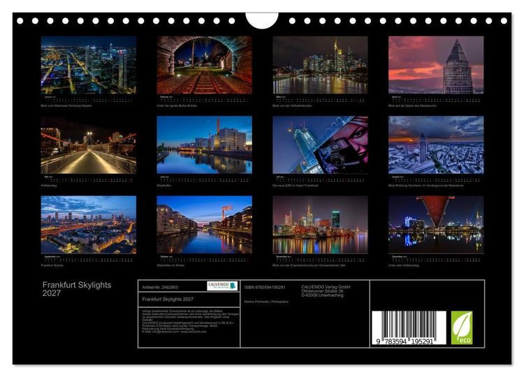 Produktbild: Frankfurt Skylights 2027 (Wandkalender 2027 DIN A4 quer), CALVENDO Monatskalender
