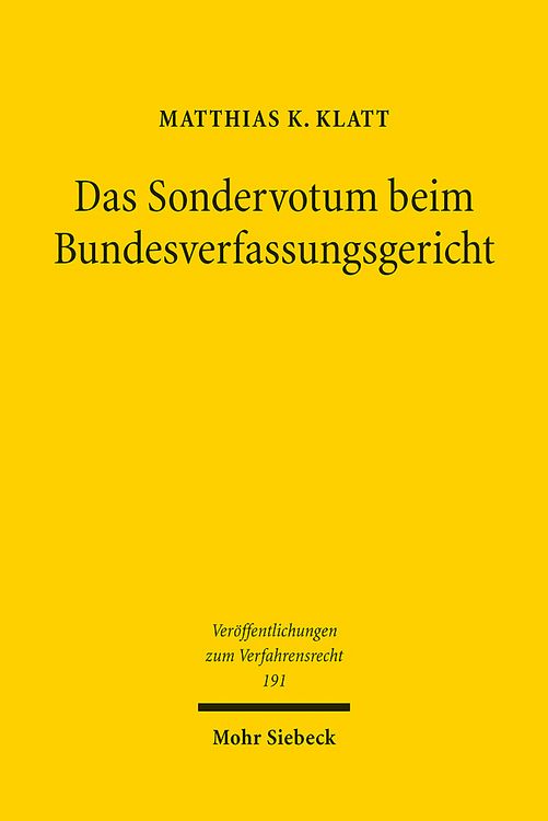 Produktbild: Klatt, M: Sondervotum beim Bundesverfassungsgericht