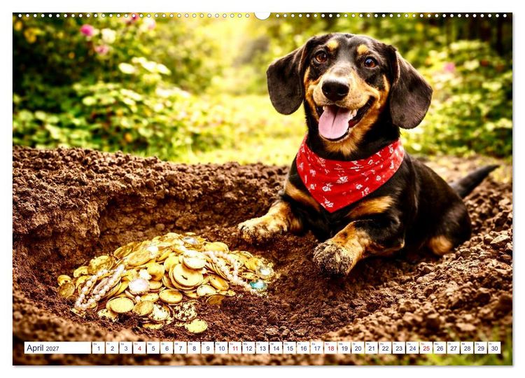 Produktbild: Wovon Hunde tr&auml;umen (hochwertiger Premium Wandkalender 2027 DIN A2 quer), Kunstdruck in Hochglanz