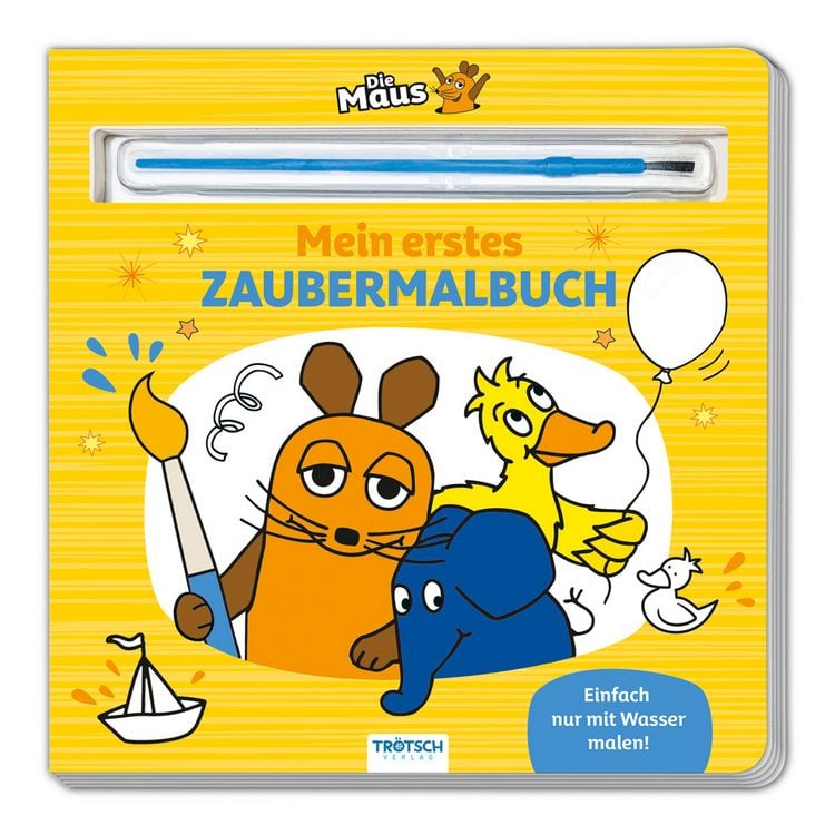 Produktbild: Tr&ouml;tsch Die Maus Malbuch mit Pinsel Mein erstes Zaubermalbuch