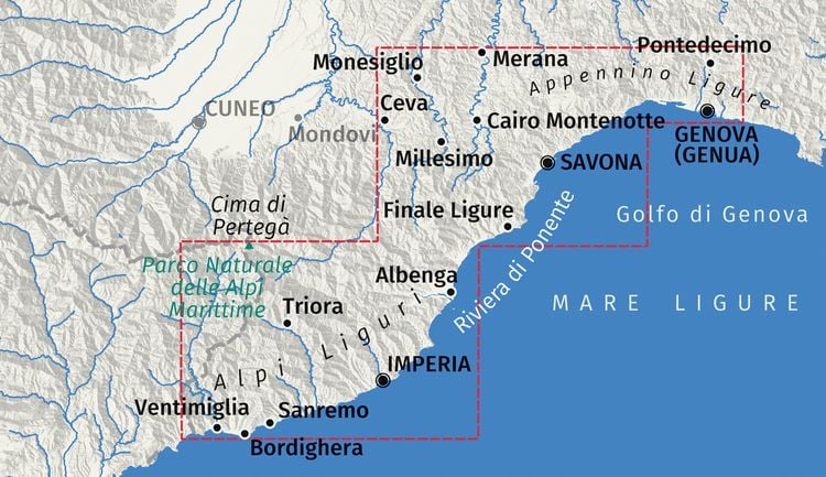 Produktbild: KOMPASS Wanderkarte 2444 Ligurien West - Riviera di Ponente, Ventimiglia bis Genua 1:60.000