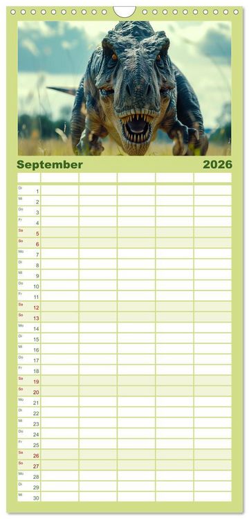 Produktbild: Familienplaner 2026 - Giganten der Urzeit mit 5 Spalten (Wandkalender, 21 x 45 cm) CALVENDO