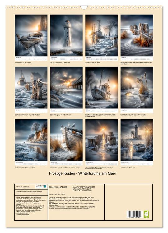 Produktbild: Frostige K&uuml;sten - Wintertr&auml;ume am Meer (Wandkalender 2026 DIN A2 hoch), CALVENDO Monatskalender