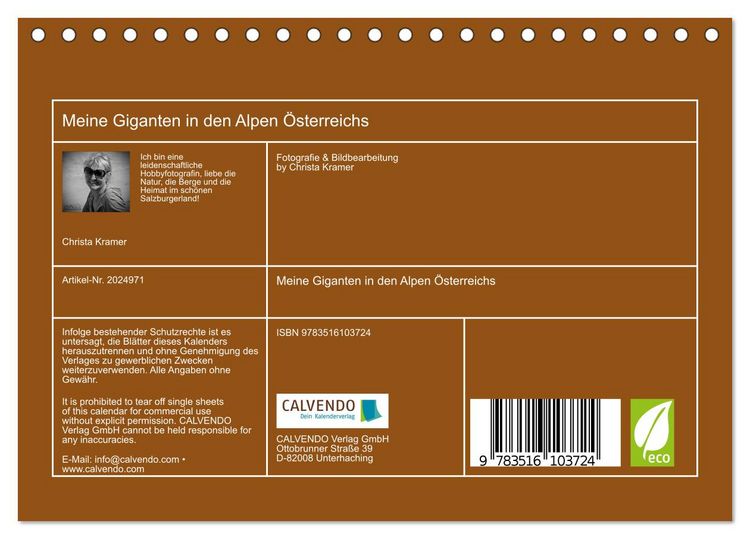 Produktbild: Meine Giganten in den Alpen &Ouml;sterreichs (Tischkalender 2026 DIN A5 quer), CALVENDO Monatskalender