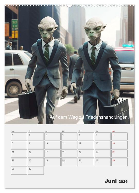 Produktbild: Aliens sind gelandet. Wie k&ouml;nnte diese Zukunftsvision f&uuml;r uns Menschen aussehen? (Wandkalender 2026 DIN A2 hoch), CALVENDO Monatskalender