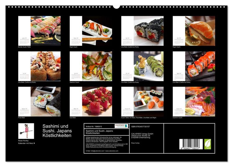 Produktbild: Sashimi und Sushi. Japans K&ouml;stlichkeiten (hochwertiger Premium Wandkalender 2026 DIN A2 quer), Kunstdruck in Hochglanz