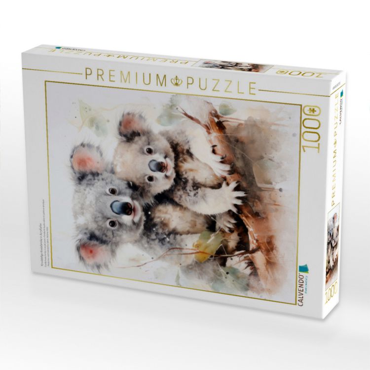 Produktbild: CALVENDO Puzzle Knuddelige Koalafamilie in Acrylfarbe | 1000 Teile Lege-Gr&ouml;&szlig;e 64x48cm Foto-Puzzle f&uuml;r gl&uuml;ckliche Stunden