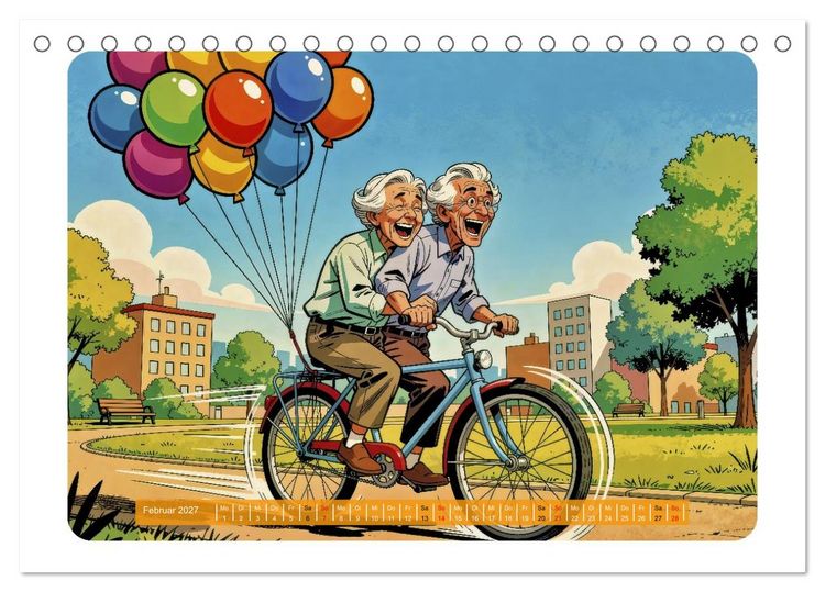 Produktbild: Charmante Rentner im Comic-Stil (Tischkalender 2027 DIN A5 quer), CALVENDO Monatskalender