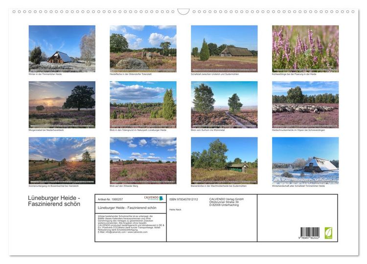 Produktbild: L&uuml;neburger Heide - Faszinierend sch&ouml;n (Wandkalender 2026 DIN A2 quer), CALVENDO Monatskalender