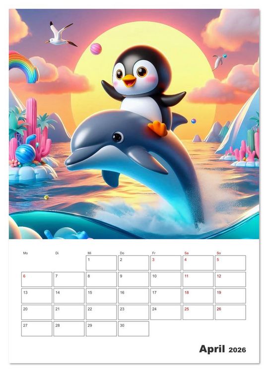 Produktbild: Kunterbunte Kindertr&auml;ume (Wandkalender 2026 DIN A2 hoch), CALVENDO Monatskalender