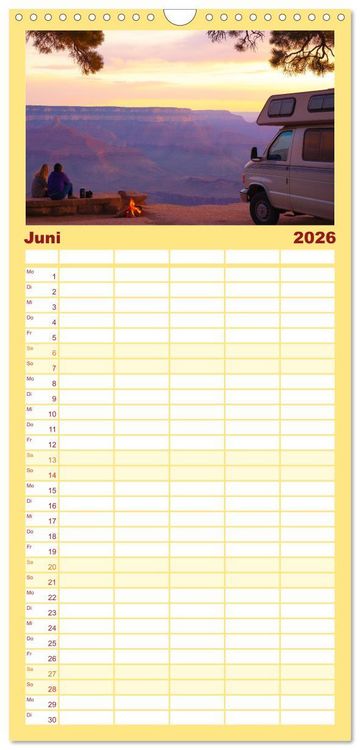 Produktbild: Familienplaner 2026 - Abenteuer Wildcamping - Mit dem Camper um die Welt mit 5 Spalten (Wandkalender, 21 x 45 cm) CALVENDO