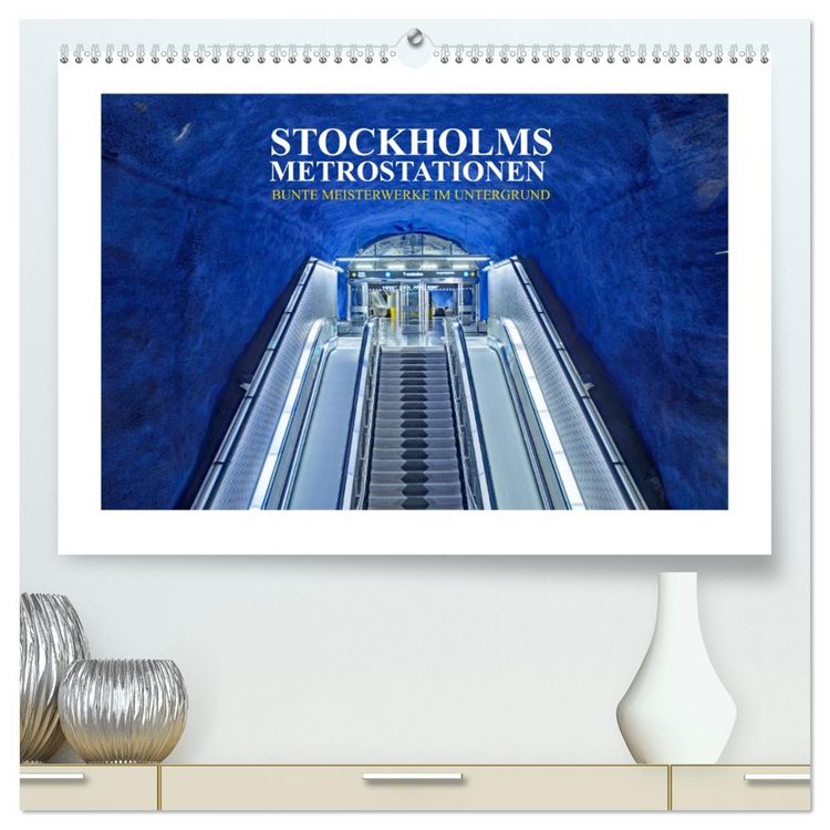 Produktbild: Stockholms Metrostationen - Bunte Meisterwerke im Untergrund (hochwertiger Premium Wandkalender 2026 DIN A2 quer), Kunstdruck in Hochglanz