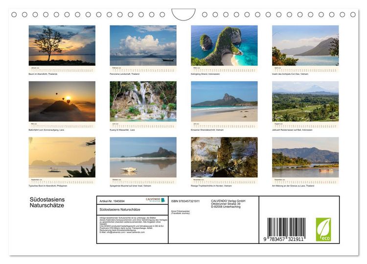 Produktbild: S&uuml;dostasiens Natursch&auml;tze (Wandkalender 2026 DIN A4 quer), CALVENDO Monatskalender