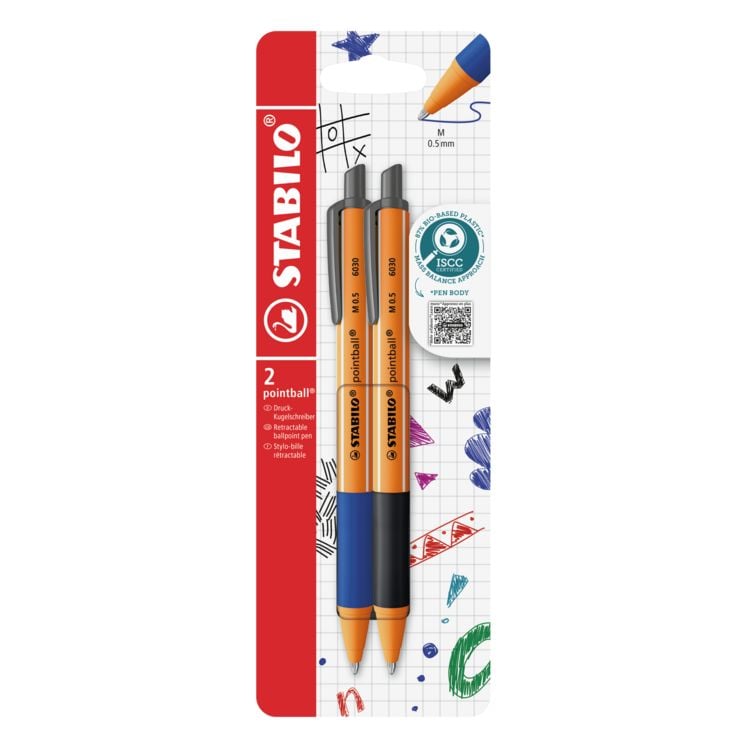 Produktbild: STABILO Druck-Kugelschreiber, blau + schwarz, 2er Set