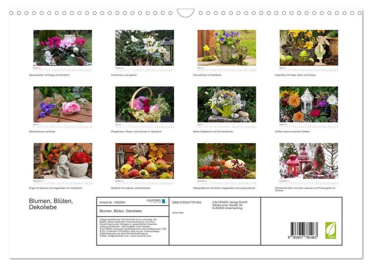 Produktbild: Blumen, Bl&uuml;ten, Dekoliebe (Wandkalender 2026 DIN A3 quer), CALVENDO Monatskalender