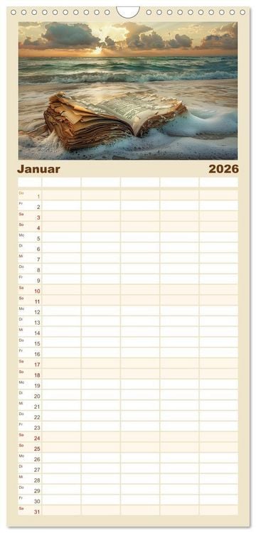 Produktbild: Familienplaner 2026 - Strandgut mit 5 Spalten (Wandkalender, 21 x 45 cm) CALVENDO