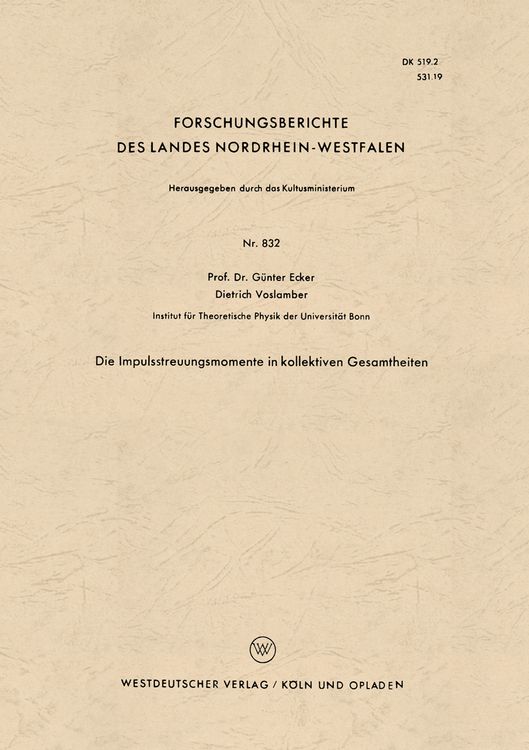 Produktbild: Die Impulsstreuungsmomente in kollektiven Gesamtheiten