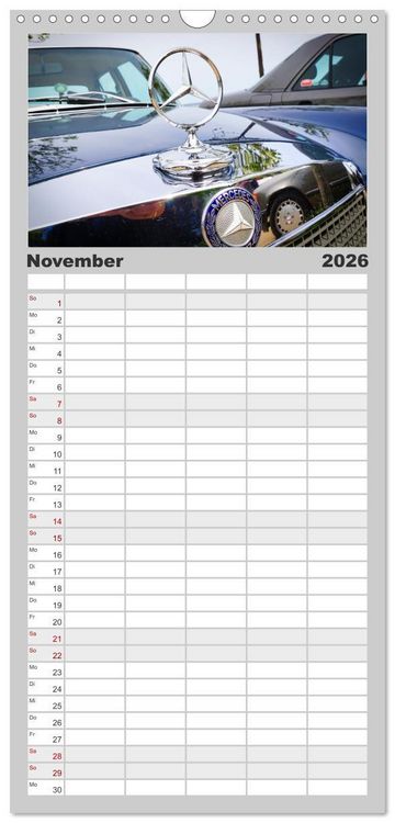 Produktbild: Familienplaner 2026 - Oldtimer: detailverliebt mit 5 Spalten (Wandkalender, 21 x 45 cm) CALVENDO