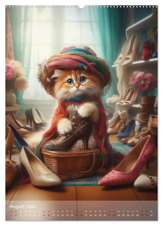 Produktbild: Katzen im Boho-Look - Ein Jahr voller Vielfalt und Charme mit niedlichen Samtpfoten (Wandkalender 2026 DIN A2 hoch), CALVENDO Monatskalender
