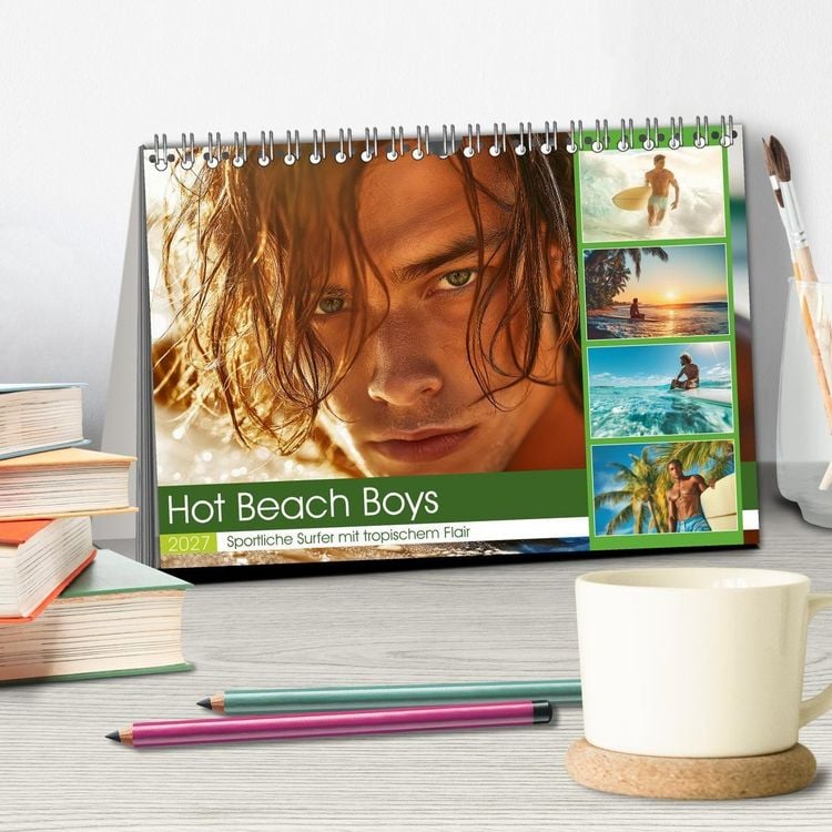 Produktbild: Hot Beach Boys (Tischkalender 2027 DIN A5 quer), CALVENDO Monatskalender