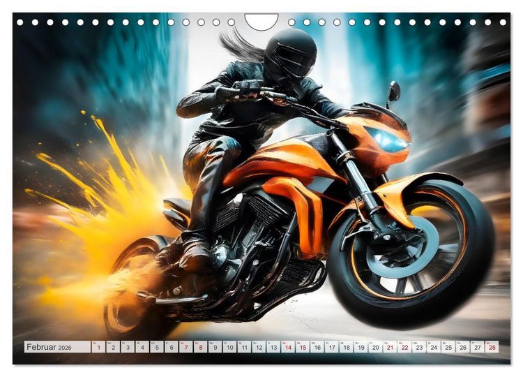 Produktbild: Coole KI-generierte MOTORR&Auml;DER (Wandkalender 2026 DIN A4 quer), CALVENDO Monatskalender