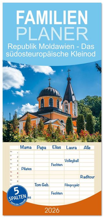 Produktbild: Familienplaner 2026 - Republik Moldawien - Das s&uuml;dosteurop&auml;ische Kleinod mit 5 Spalten (Wandkalender, 21 x 45 cm) CALVENDO