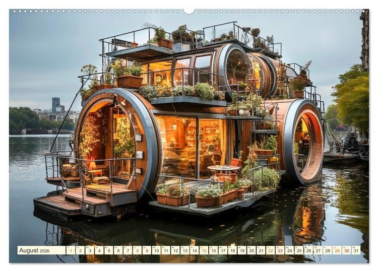 Produktbild: Hausboote Wohn Fantasien (Wandkalender 2026 DIN A2 quer), CALVENDO Monatskalender