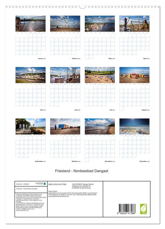 Produktbild: Friesland - Nordseebad Dangast (hochwertiger Premium Wandkalender 2026 DIN A2 hoch), Kunstdruck in Hochglanz