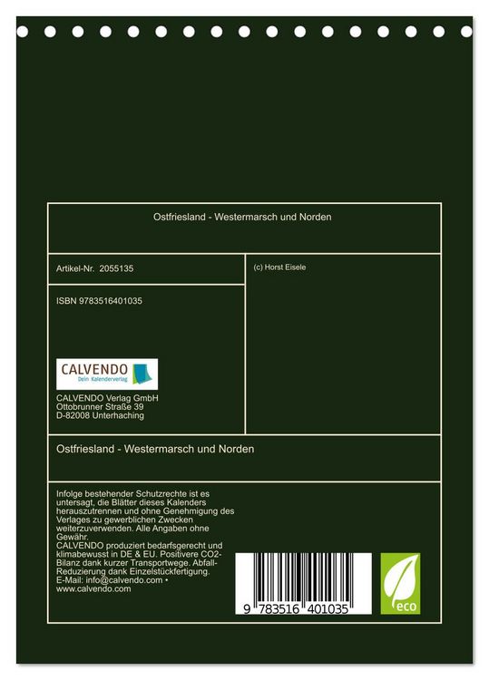 Produktbild: Ostfriesland - Westermarsch und Norden (Tischkalender 2026 DIN A5 hoch), CALVENDO Monatskalender