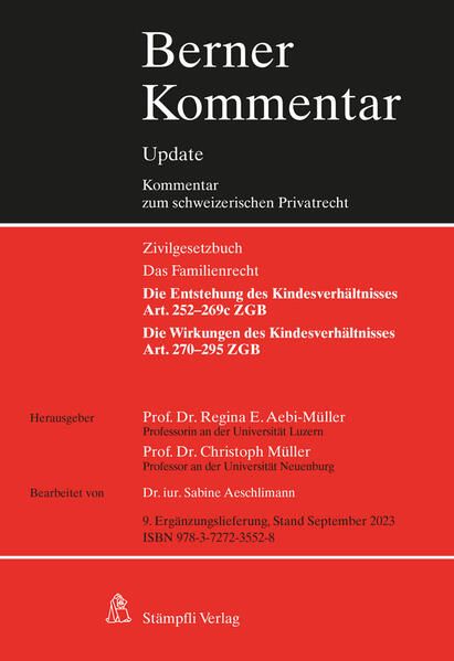 Produktbild: Kindesrecht, Art. 252-295 ZGB, 9. Erg&auml;nzungslieferung
