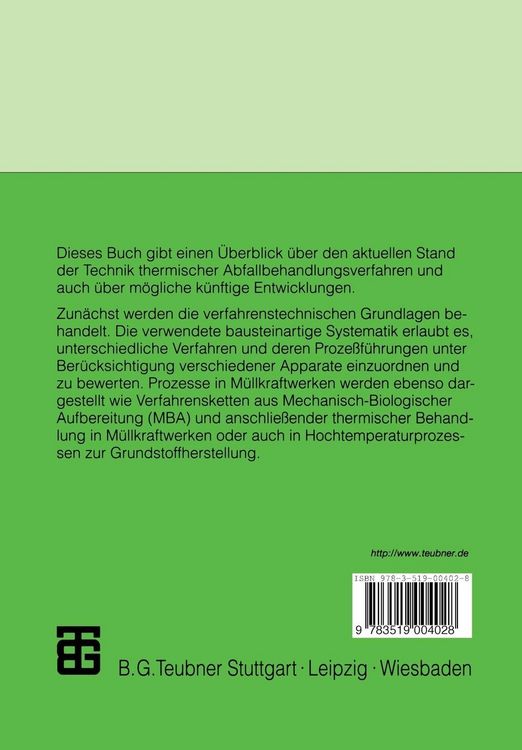 Produktbild: Abfallbehandlung in thermischen Verfahren