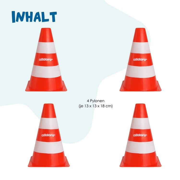 Produktbild: alldoro - Pylonen, 4er Set Leitkegel 18 cm