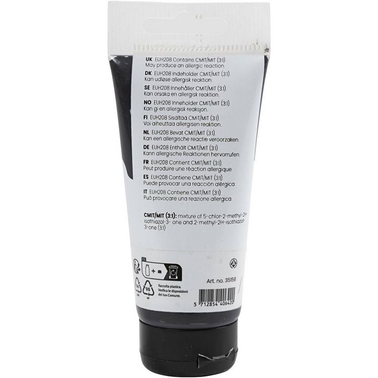 Produktbild: Creativ Company Acrylfarbe, Mattgl&auml;nzend, Deckend, Schwarz, 75 ml/ 1 Fl.