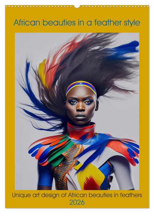 Produktbild: African beauties in a feather style (Wall Calendar 2026 DIN A2 portrait), CALVENDO 12 Month Wall Calendar