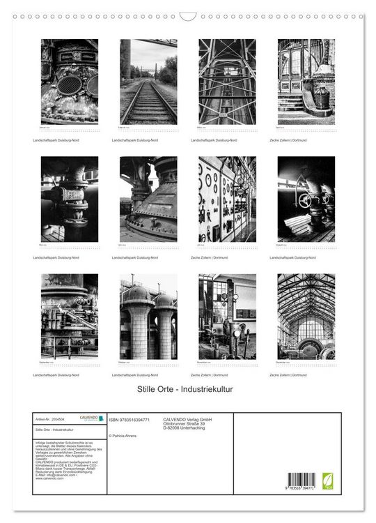 Produktbild: Stille Orte - Industriekultur (Wandkalender 2026 DIN A2 hoch), CALVENDO Monatskalender