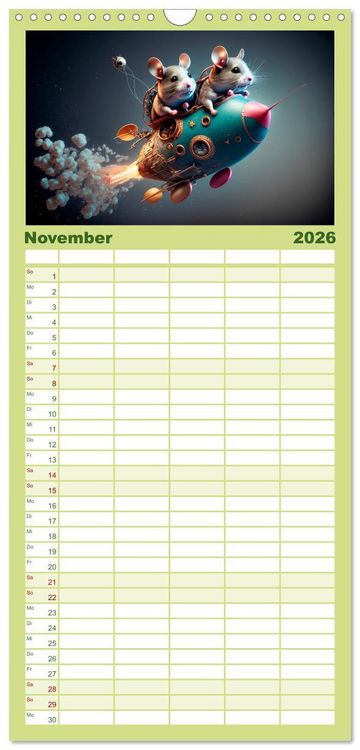 Produktbild: Familienplaner 2026 - M&auml;use Freunde mit 5 Spalten (Wandkalender, 21 x 45 cm) CALVENDO