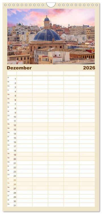 Produktbild: Familienplaner 2026 - Zauberhaftes Valencia mit 5 Spalten (Wandkalender, 21 x 45 cm) CALVENDO