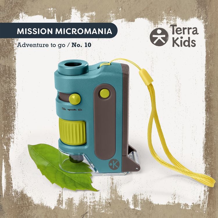 Produktbild: HABA 2013655001 - Terra Kids, Mission Micromania, Pocket-Mikroskop, Mini-Mikroskop f&uuml;r Kinder inkl. Tasche, Adventure to go/No.10