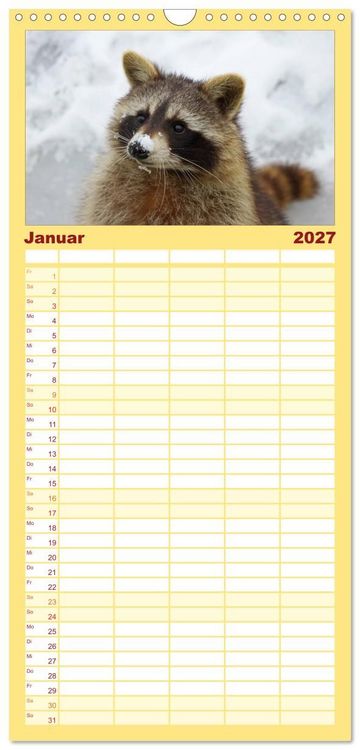 Produktbild: Familienplaner 2027 - Waschb&auml;ren mit 5 Spalten (Wandkalender, 21 x 45 cm) CALVENDO