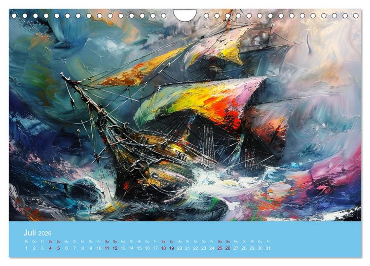 Produktbild: Das trunkene Schiff mit Bildern im William Turner-Stil (Wandkalender 2026 DIN A4 quer), CALVENDO Monatskalender