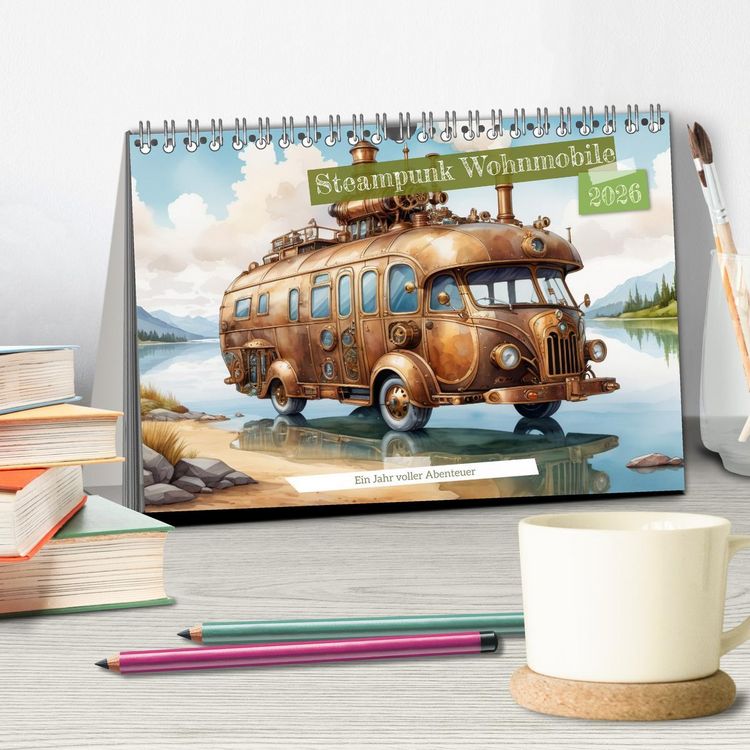 Produktbild: Steampunk Wohnmobile (Tischkalender 2026 DIN A5 quer), CALVENDO Monatskalender